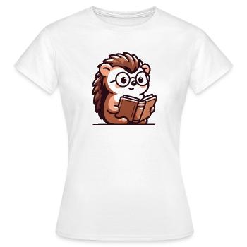 Hérisson livresque : le petit érudit - T-shirt Femme - blanc - Devant - AI Model Female 172 dark (172cm)