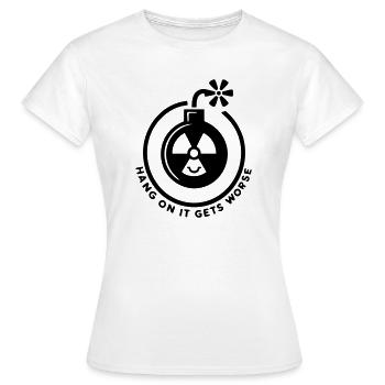 Moment mal, es wird noch schlimmer - Frauen T-Shirt - Weiß - Vorne - AI Model Female 172 dark (172cm)