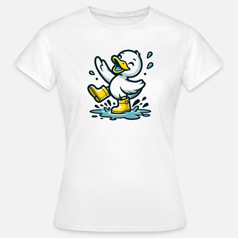 Splashy Quacker: The Puddle-Hopping Duck - Women's T-Shirt - white