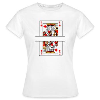 Spielkartenkönig der Karos mit Bannerplatz - Frauen T-Shirt - Weiß - Vorne - AI Model Female 172 dark (172cm)