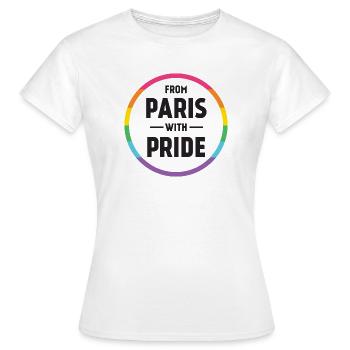 Mois de la fierté LGBTQ - De Paris avec fierté - T-shirt Femme - blanc - Devant - AI Model Female 172 dark (172cm)