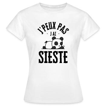 Je peux pas j ai sieste - T-shirt Femme - blanc - Devant - AI Model Female 172 dark (172cm)