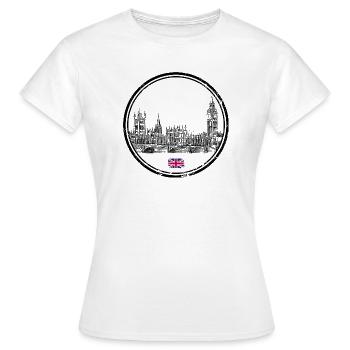 Tiny Union Jack Accent on Black - Women's T-Shirt - white - Front - AI Model Female 172 dark (172cm)