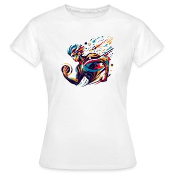futuristischer Athlet in lebhaften Farben - Frauen T-Shirt - Weiß - Vorne - AI Model Female 172 dark (172cm)