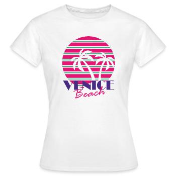 Venice Beach with palm trees - Women's T-Shirt - white - Front - AI Model Female 172 dark (172cm)