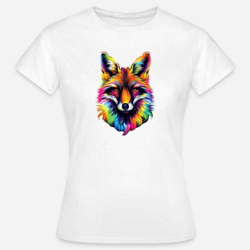 Fox Pop Art Farverige Fox Lover Red Fox Fox Foxes - Dame-T-shirt - hvid