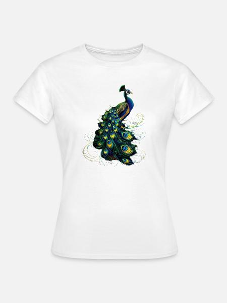 Pfau Blauer Pfau Pfauen Peacock Rad Pfauenrad Pfau - Frauen T-Shirt - Weiß