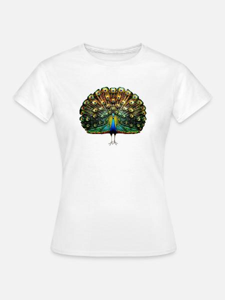 Pfau Blauer Pfau Pfauen Peacock Rad Pfauenrad Pfau - Frauen T-Shirt - Weiß