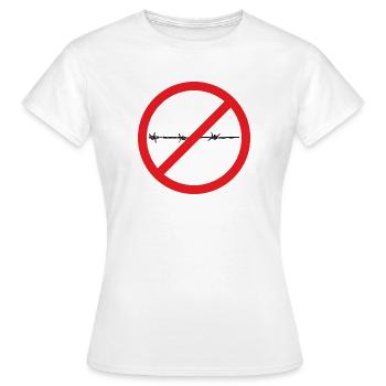 Stacheldraht/Grenzziehung verboten - Frauen T-Shirt - Weiß - Vorne - AI Model Female 172 dark (172cm)