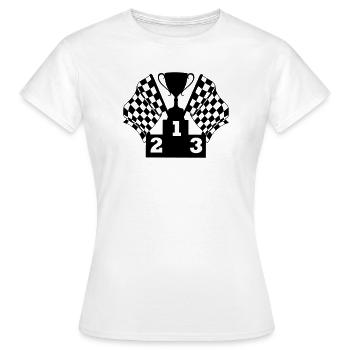 Podium du drapeau de la Coupe de course automobile - T-shirt Femme - blanc - Devant - AI Model Female 172 dark (172cm)