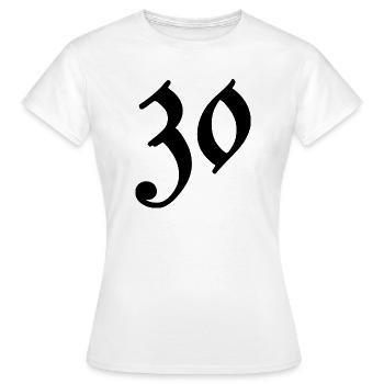 30. 30 YEARS. 30th ANNIVERSARY. 30 YEARS ANNIVERSARY. - Women's T-Shirt - white - Front - AI Model Female 172 dark (172cm)