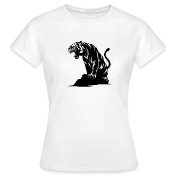 Tigre sur un rocher - T-shirt Femme - blanc - Devant - AI Model Female 172 dark (172cm)