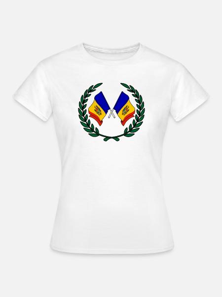 Fahnen Moldawien im Lorbeerkranz - Frauen T-Shirt - Weiß