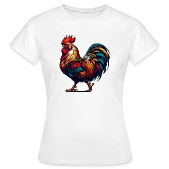 magnifique coq aux couleurs vives - T-shirt Femme - blanc - Devant - AI Model Female 172 dark (172cm)