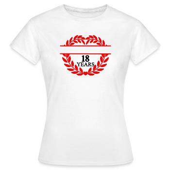 Nom bannière dix-huit ans, couronne de laurier coeur - T-shirt Femme - blanc - Devant - AI Model Female 172 dark (172cm)