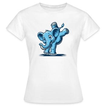 éléphant de dessin animé bleu faisant le poirier - T-shirt Femme - blanc - Devant - AI Model Female 172 dark (172cm)