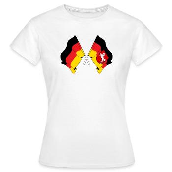 Deutschlandflagge und Niedersächsische Flagge gekreuzt - Frauen T-Shirt - Weiß - Vorne - AI Model Female 172 dark (172cm)