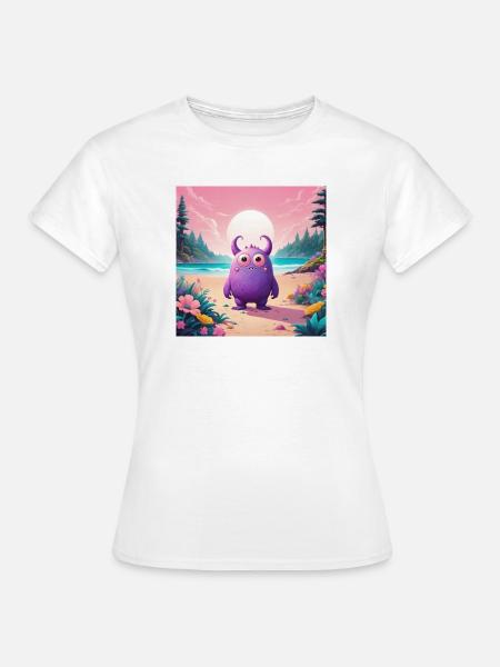 Kleines Monster am Strand - Frauen T-Shirt - Weiß