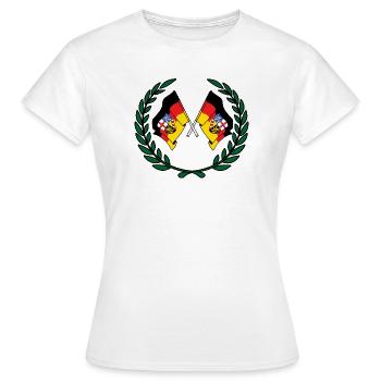 Drapeaux Couronne de laurier de la Sarre - T-shirt Femme - blanc - Devant - AI Model Female 172 dark (172cm)