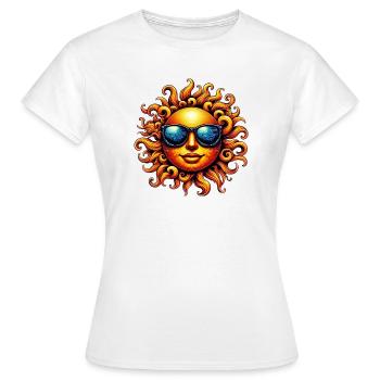 Soleil avec lunettes de soleil - T-shirt Femme - blanc - Devant - AI Model Female 172 dark (172cm)