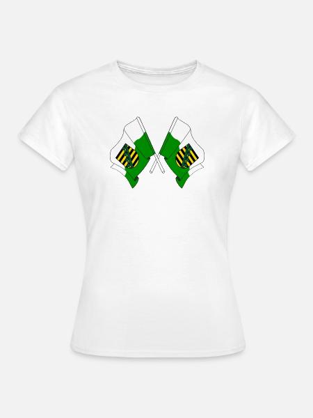 Zwei Flaggen Sachsen - Frauen T-Shirt - Weiß