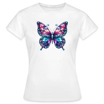 Papillon, Diamant, Diamants, Cristaux, Cristal - T-shirt Femme - blanc - Devant - AI Model Female 172 dark (172cm)