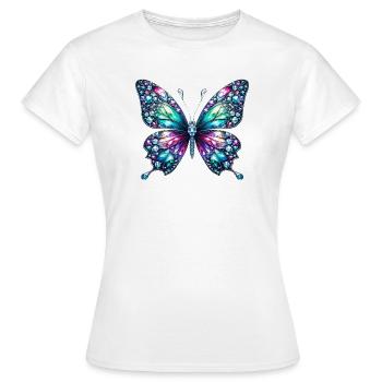 Papillon, Diamant, Diamants, Cristaux, Cristal - T-shirt Femme - blanc - Devant - AI Model Female 172 dark (172cm)