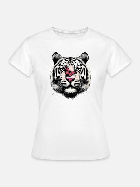 Tiger und Schmetterling - Frauen T-Shirt - Weiß