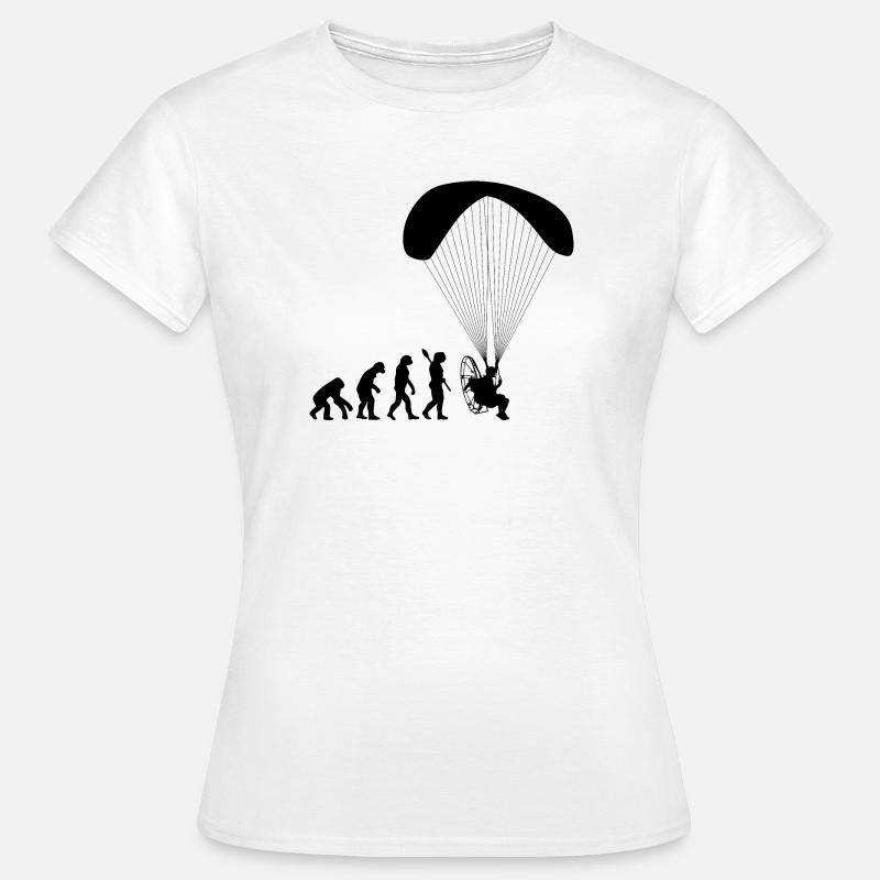 Paramotoring Human Evolution Funny - Women's T-Shirt - white