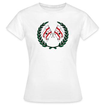Drapeaux de la province de Drenthe couronne de laurier - T-shirt Femme - blanc - Devant - AI Model Female 172 dark (172cm)