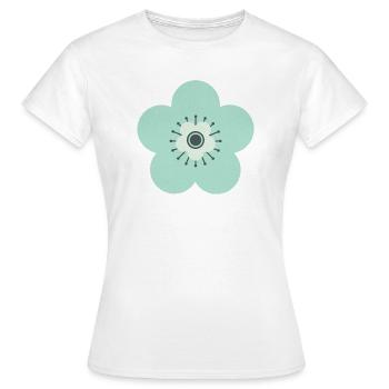 Vert menthe et fleur bleue - T-shirt Femme - blanc - Devant - AI Model Female 172 dark (172cm)