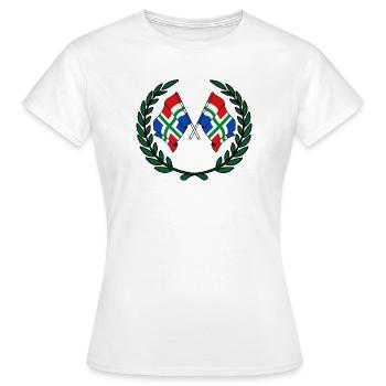 Flaggen der Provinz Groningen mit Lorbeerkranz - Frauen T-Shirt - Weiß - Vorne - AI Model Female 172 dark (172cm)