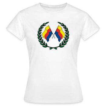 Flaggen der Provinz Nordholland mit Lorbeerkranz - Frauen T-Shirt - Weiß - Vorne - AI Model Female 172 dark (172cm)