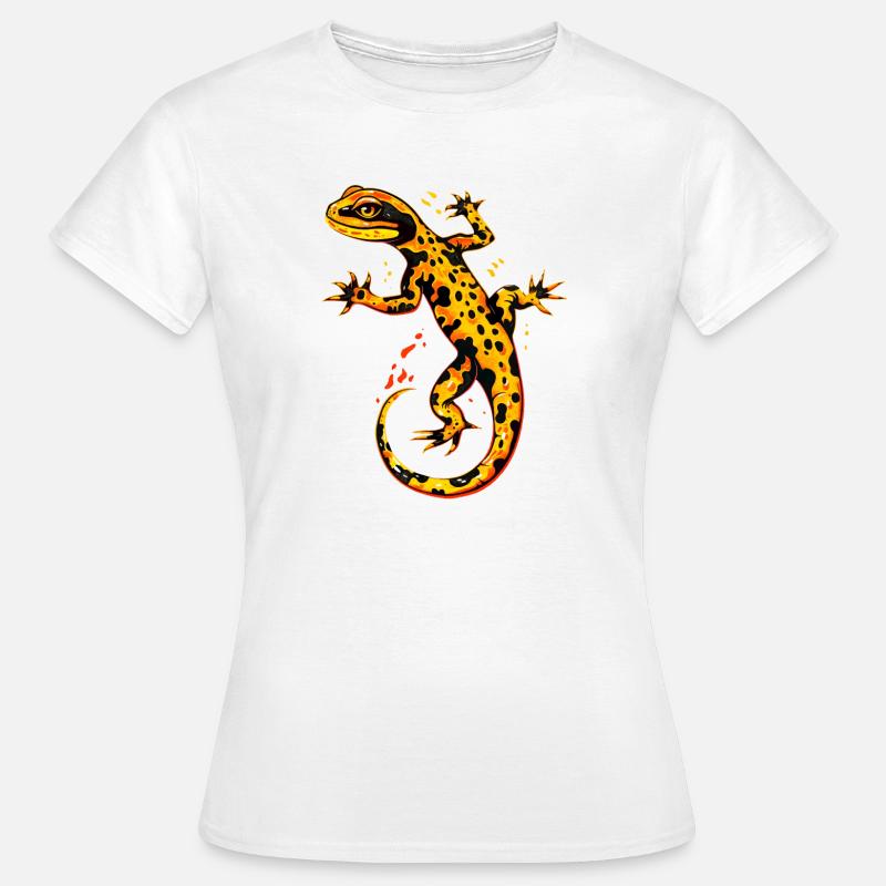 Salamander Molch Schwanzlurch Feuersalamander - Dame-T-shirt - hvid