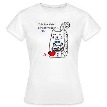 Chat mangeur d’inquiétude - T-shirt Femme - blanc - Devant - AI Model Female 172 dark (172cm)