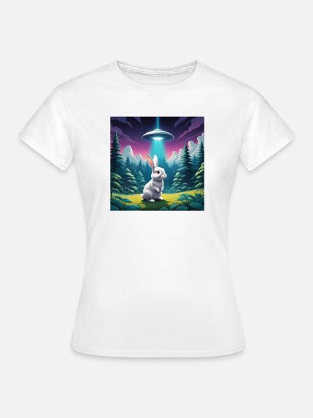 Hase mit UFO - Frauen T-Shirt - Weiß