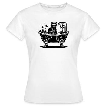 Niedlicher Waschbär in der Badewanne - Frauen T-Shirt - Weiß - Vorne - AI Model Female 172 dark (172cm)