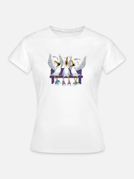 Möwen auf Strandbank - Frauen T-Shirt - Weiß