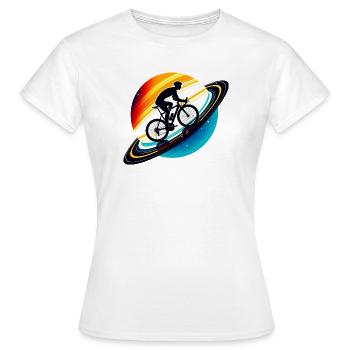 Radfahrer auf dem Saturn - Frauen T-Shirt - Weiß - Vorne - AI Model Female 172 dark (172cm)