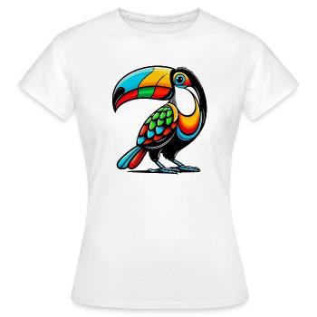 Toucan arlequin - T-shirt Femme - blanc - Devant - AI Model Female 172 dark (172cm)