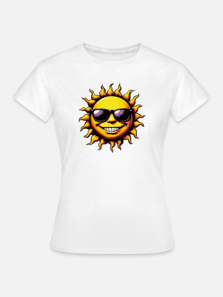 Sonne mit Sonnenbrille - Frauen T-Shirt - Weiß