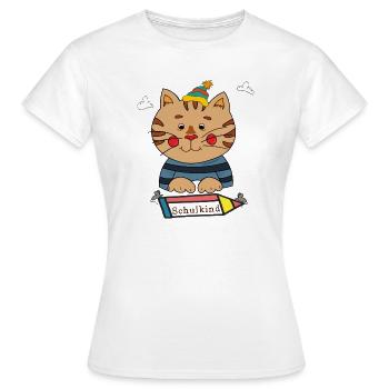 Chat écolier - T-shirt Femme - blanc - Devant - AI Model Female 172 dark (172cm)