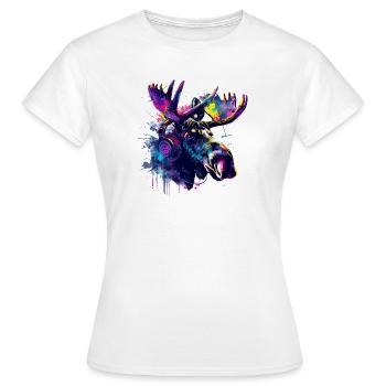 Elch Elche Elchkopf mit Kopfhörer - Frauen T-Shirt - Weiß - Vorne - AI Model Female 172 dark (172cm)