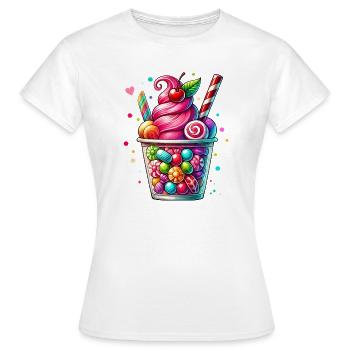 Plaisir des sens : Mug Candy Milkshake - T-shirt Femme - blanc - Devant - AI Model Female 172 dark (172cm)