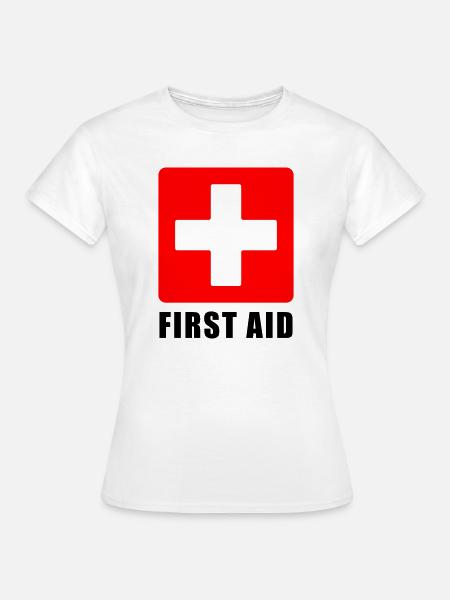 Icône vectorielle de panneaux de sécurité croisés médicales de premiers secours - T-shirt Femme - blanc