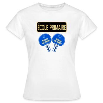 École Primaire - Tennis de Table - T-shirt Femme - blanc - Devant - AI Model Female 172 dark (172cm)