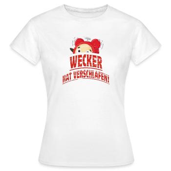 Wecker hat verschlafen - Frauen T-Shirt - Weiß - Vorne - AI Model Female 172 dark (172cm)