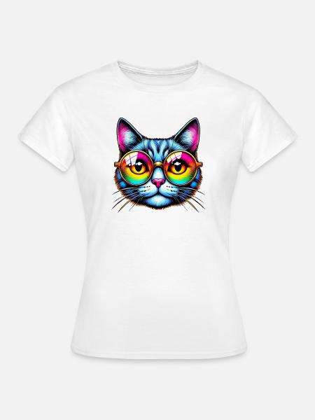 Kater mit Sonnenbrille - Frauen T-Shirt - Weiß