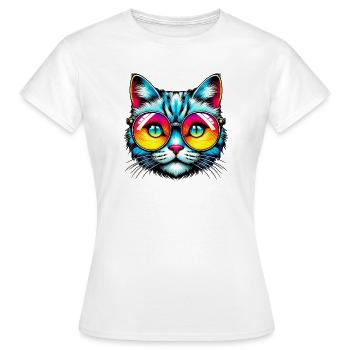 Kater mit Sonnenbrille - Frauen T-Shirt - Weiß - Vorne - AI Model Female 172 dark (172cm)