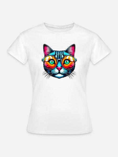 Kater mit Sonnenbrille - Frauen T-Shirt - Weiß